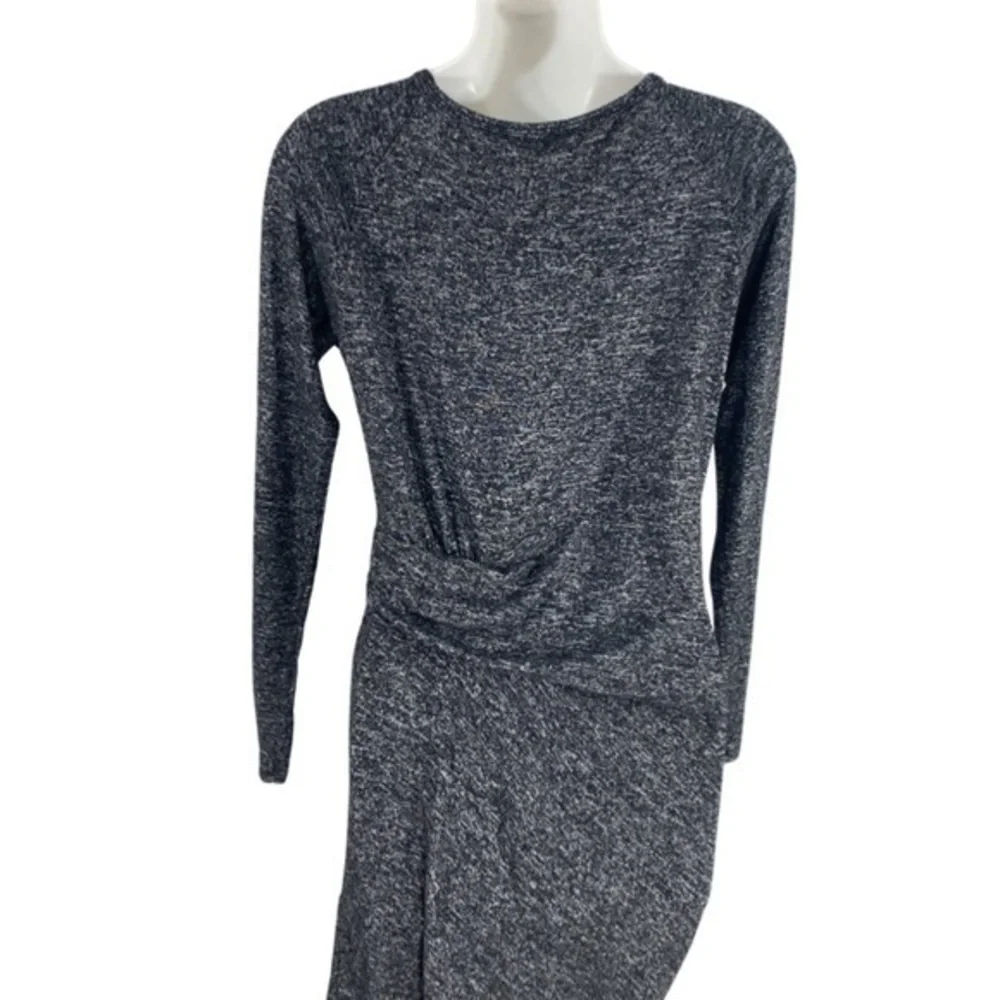 Athleta Solitude Black Marled Gathered Long sleeve knit dress O19